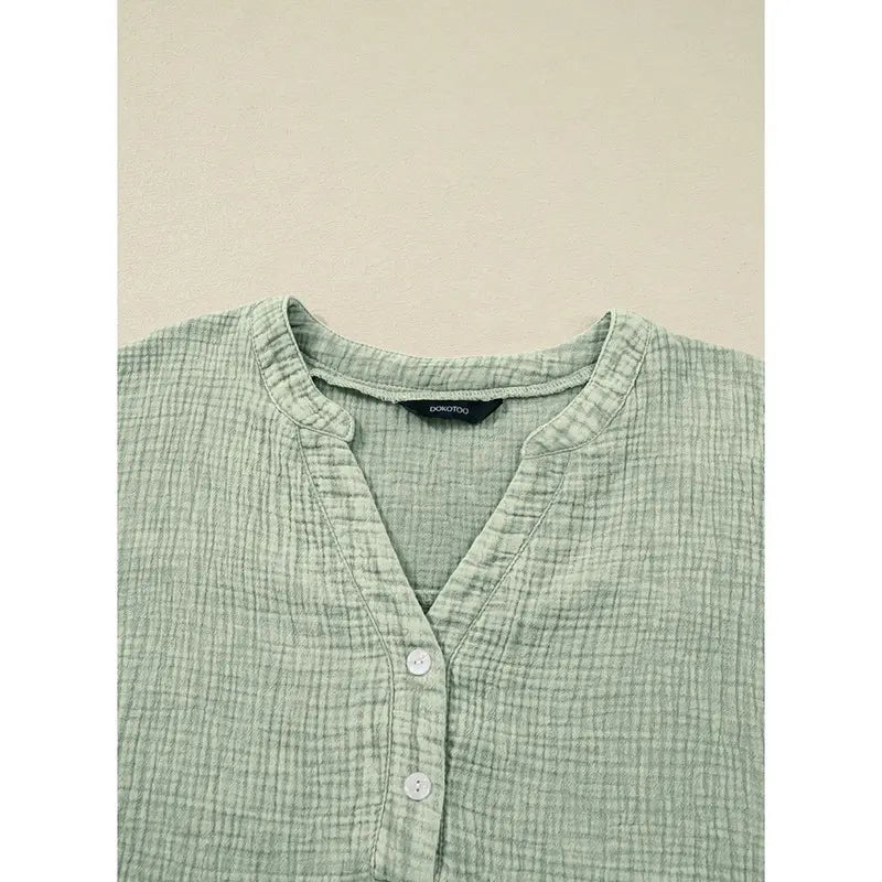 Women's Relaxed Cotton V-Neck Summer Top