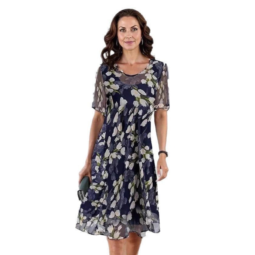 Floral Chiffon A-Line Dress