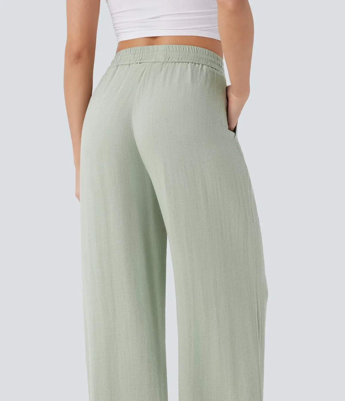 Women's Lightweight Linen-Blend Wide Leg Pants