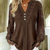 Crochet Lace V-Neck Long Sleeve Top