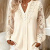 Crochet Lace V-Neck Long Sleeve Top