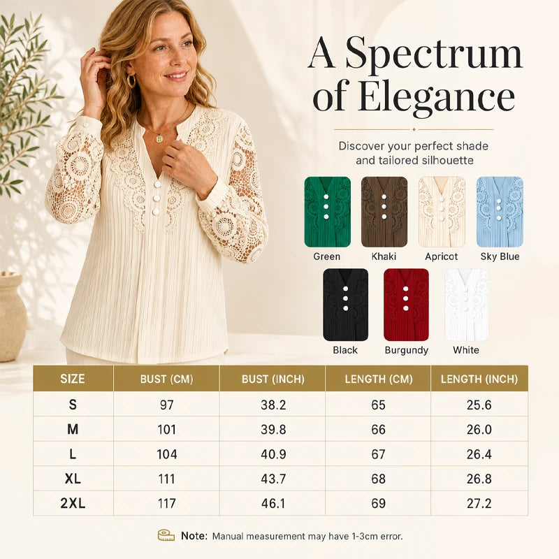 Crochet Lace V-Neck Long Sleeve Top