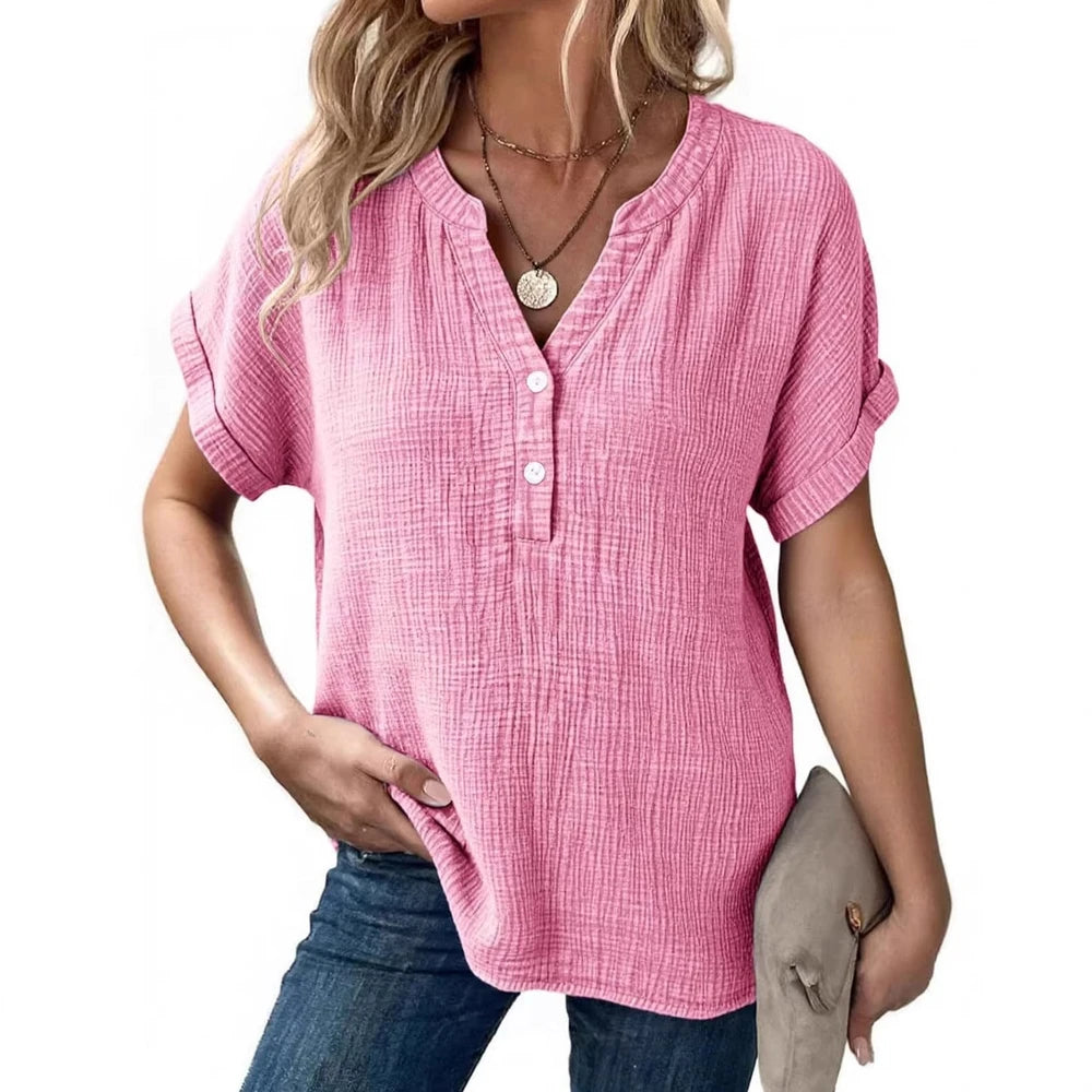 Relaxed Cotton V-Neck Top