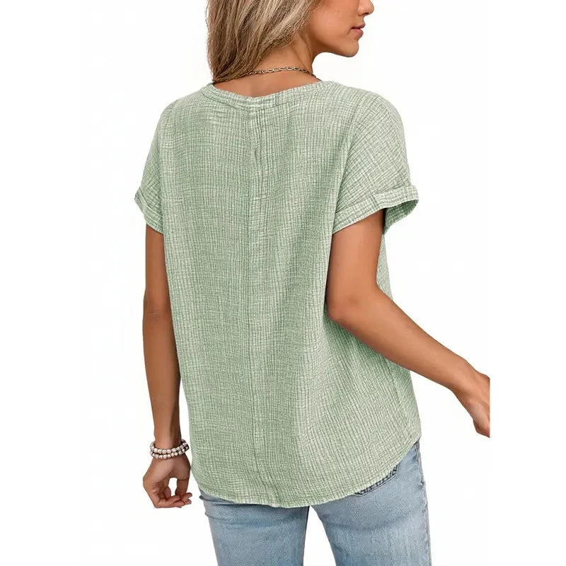 Relaxed Cotton V-Neck Top