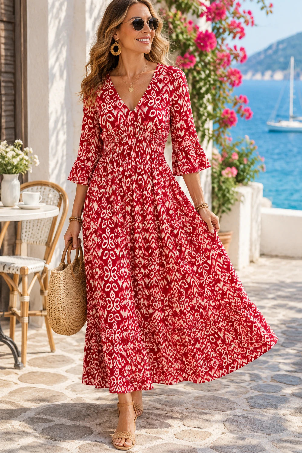 Floral V-Neck Maxi Dress