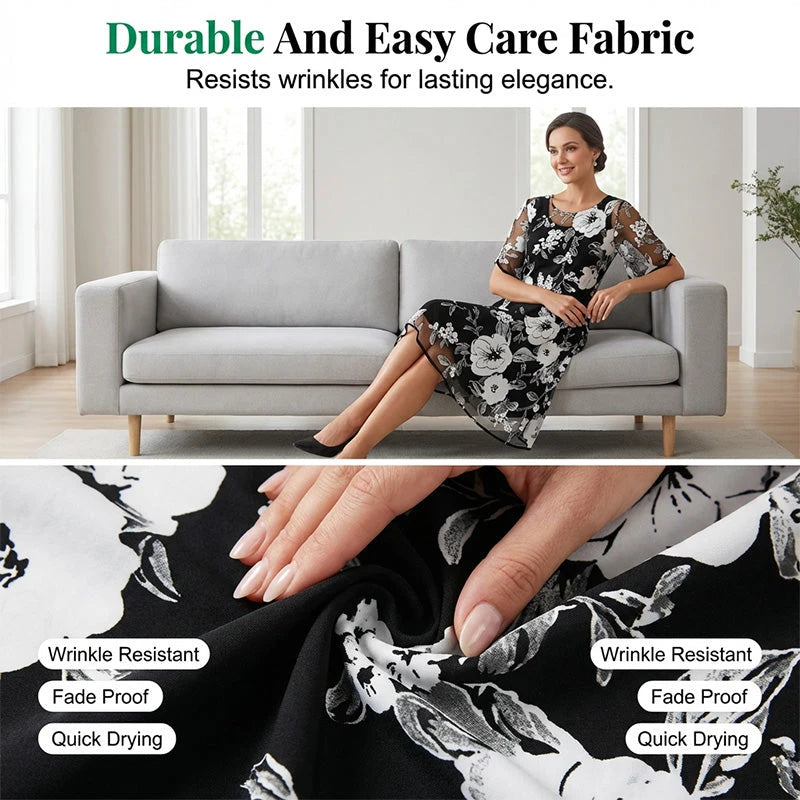 Floral Chiffon A-Line Dress