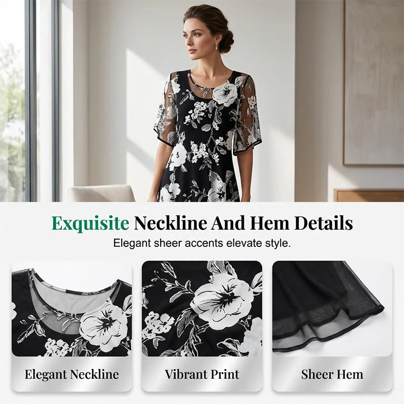Floral Chiffon A-Line Dress