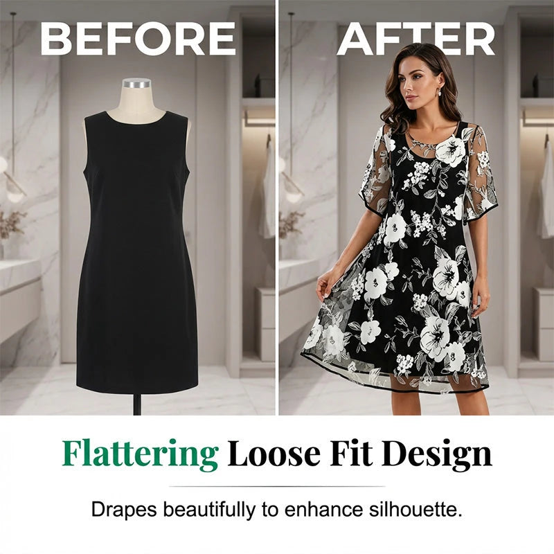 Floral Chiffon A-Line Dress