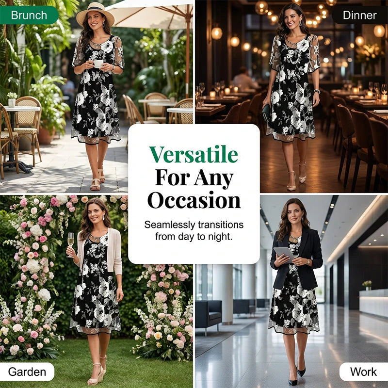 Floral Chiffon A-Line Dress