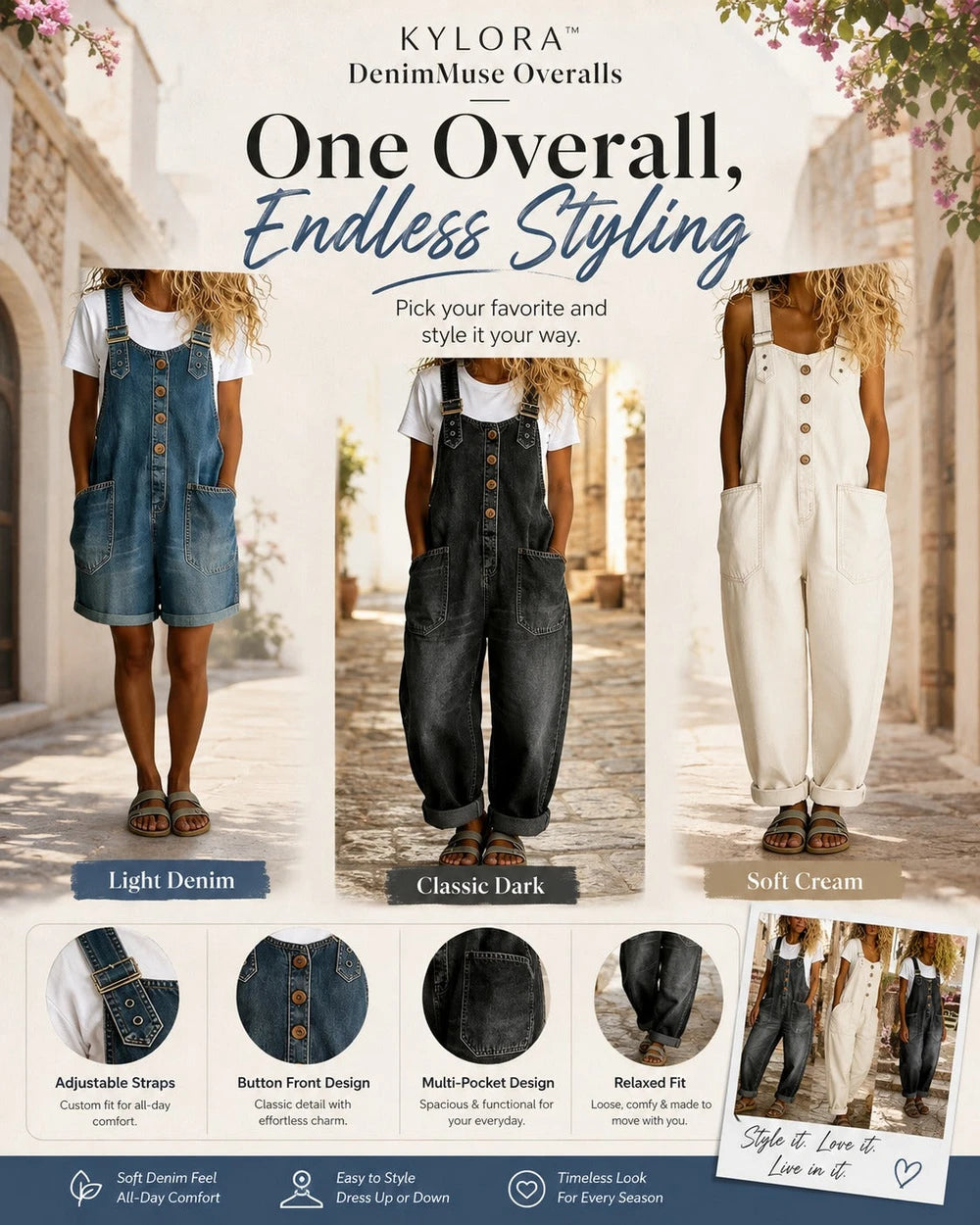 Women's Casual Denim Overalls – Long & Short Styles
