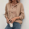 Women’s Ribbed Knit Button-Neck Pullover Hoodie