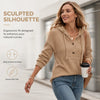 Women’s Ribbed Knit Button-Neck Pullover Hoodie