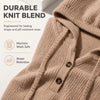 Women’s Ribbed Knit Button-Neck Pullover Hoodie