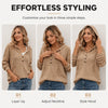 Women’s Ribbed Knit Button-Neck Pullover Hoodie