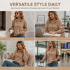 Women’s Ribbed Knit Button-Neck Pullover Hoodie