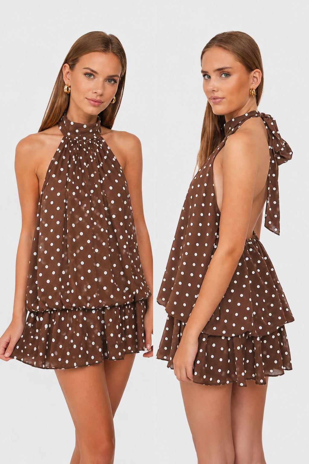Polka Dot Halter Neck Mini Dress