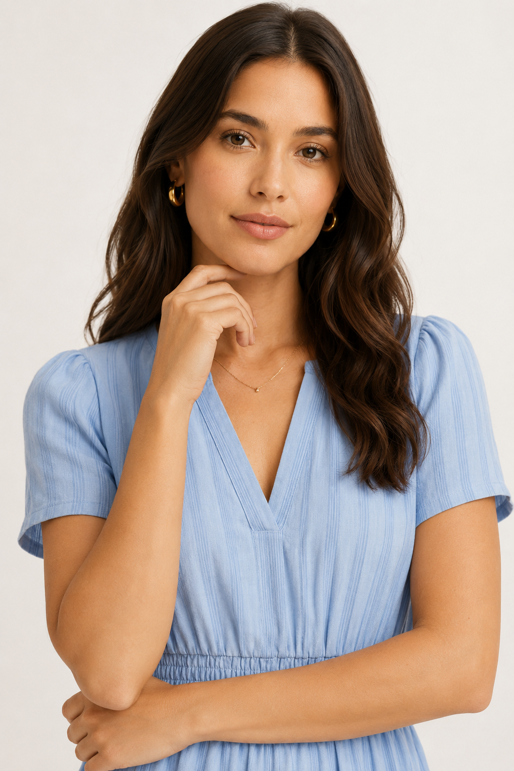 Solene Cotton Midi Dress - Elegant Everyday Summer Dress with Pockets