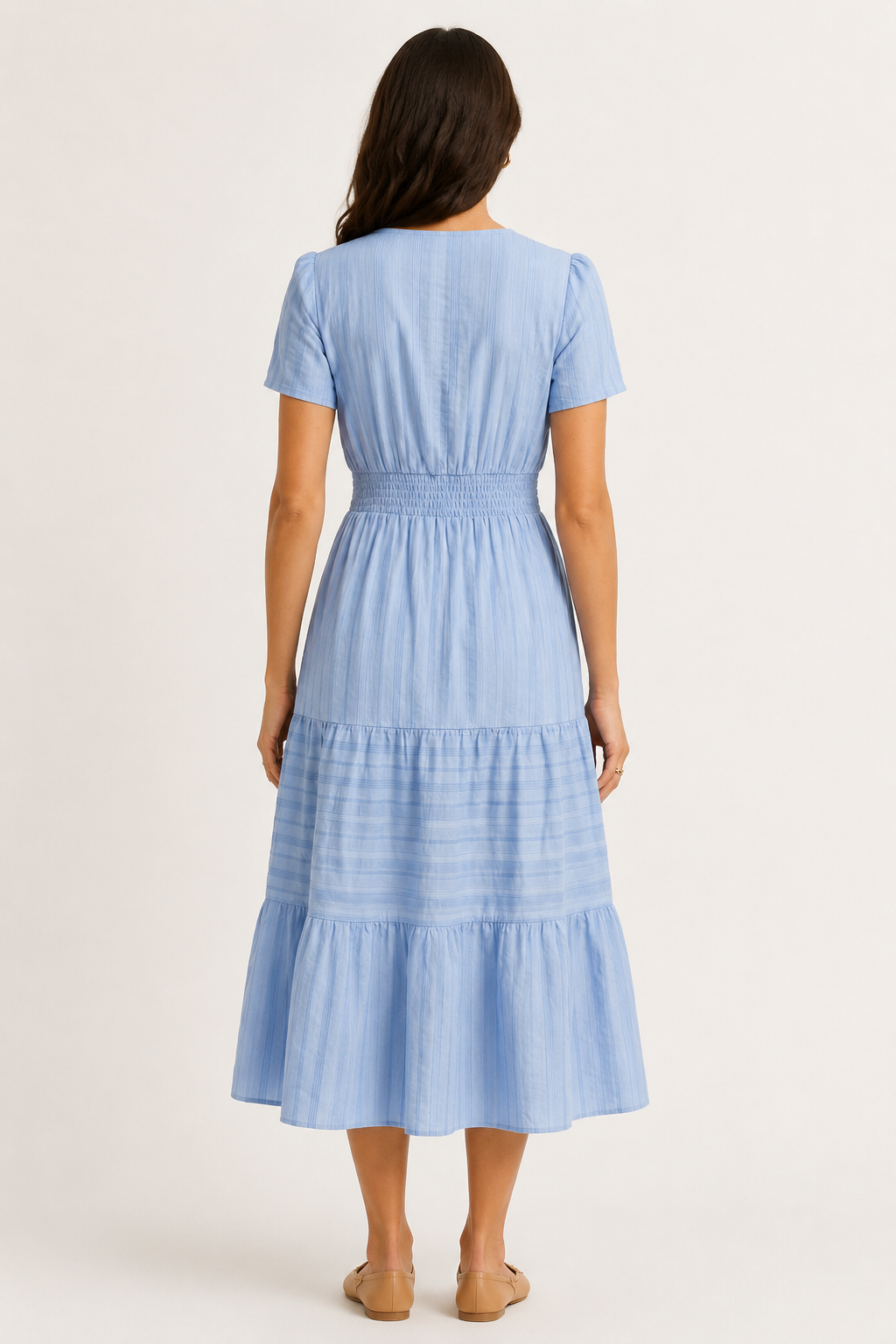 Solene Cotton Midi Dress - Elegant Everyday Summer Dress with Pockets