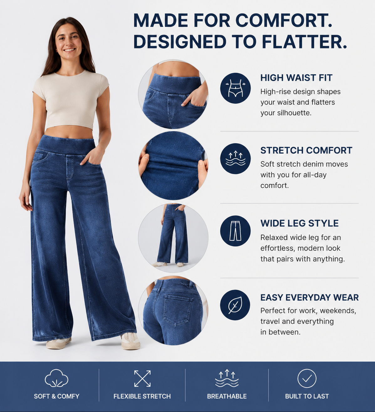 Women's High Waisted Wide Leg Jeans
