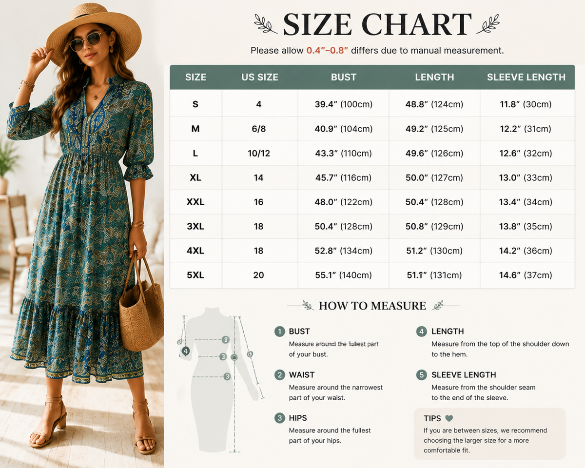 Elegant Bohemian Paisley Midi Dress – Flowy V-Neck Ruffle Hem Dress for Women