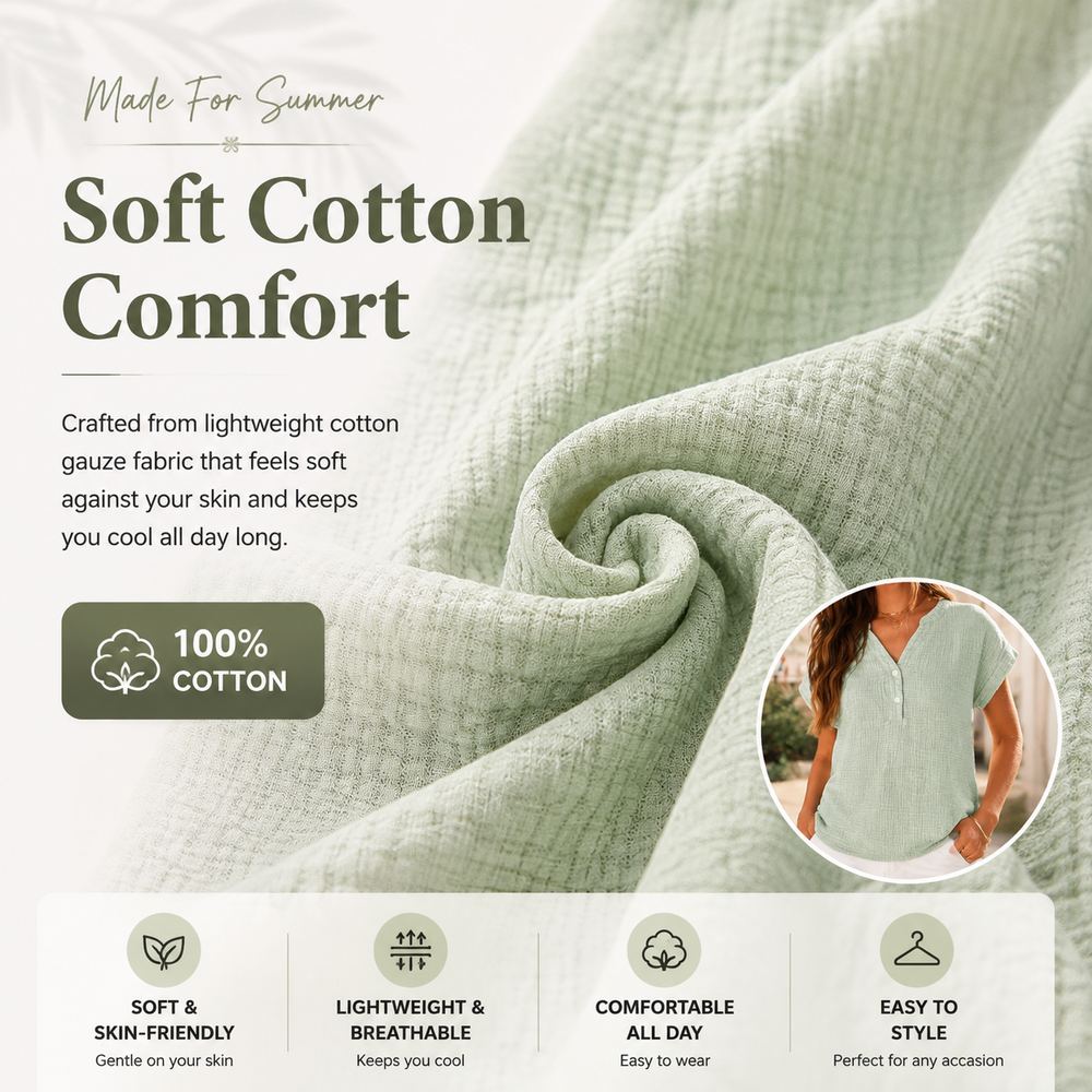 Relaxed Cotton V-Neck Top