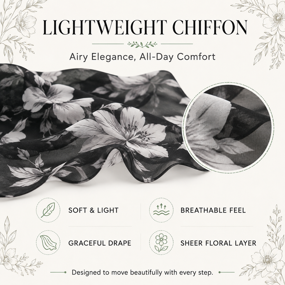 Floral Chiffon A-Line Dress