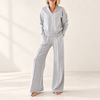 Women's Relaxed Two-Piece Set – Long Sleeve Top & Wide-Leg Pants