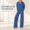 Women's Relaxed Two-Piece Set – Long Sleeve Top & Wide-Leg Pants