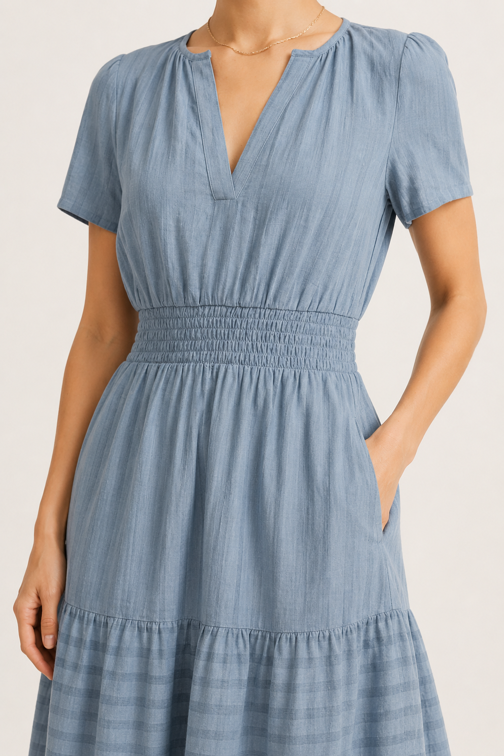 Solene Cotton Midi Dress - Elegant Everyday Summer Dress with Pockets
