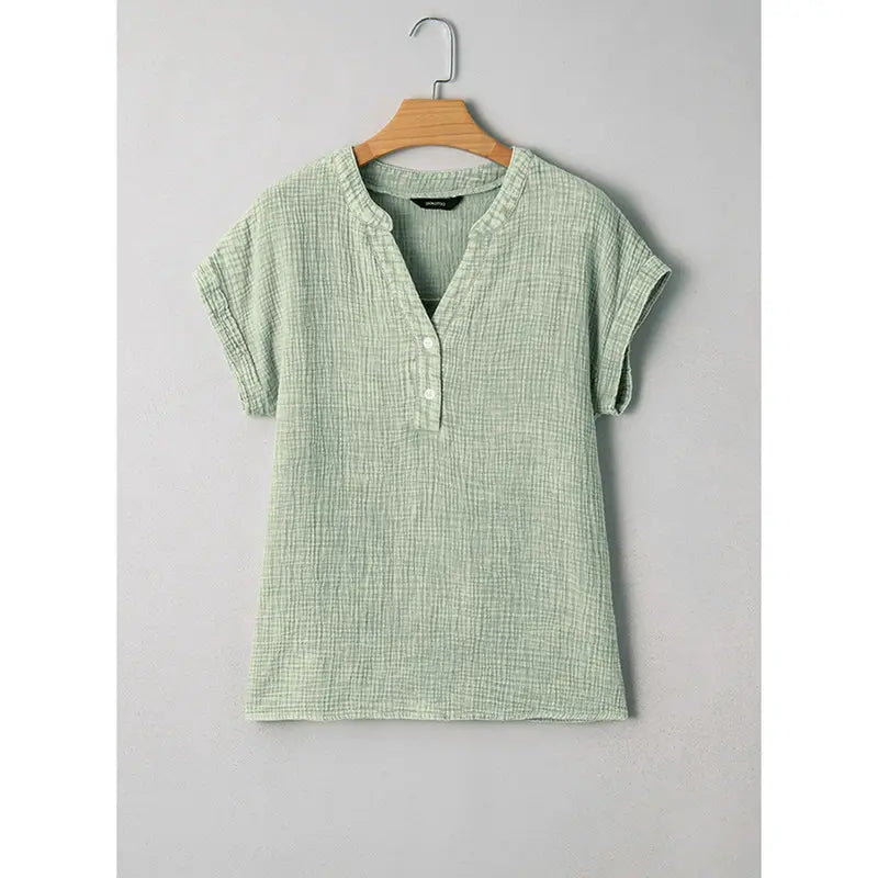 Women's Relaxed Cotton V-Neck Summer Top
