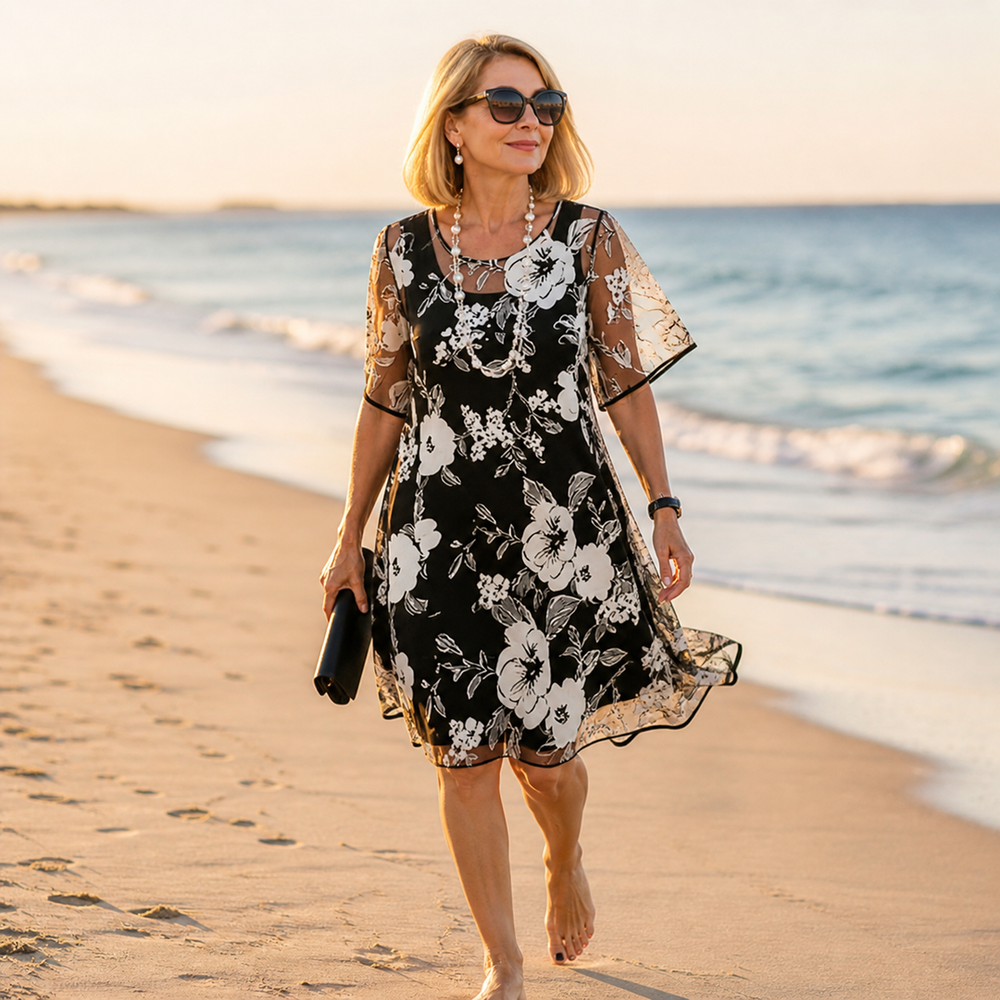 Floral Chiffon A-Line Dress