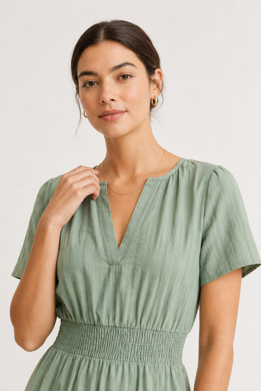 Solene Cotton Midi Dress - Elegant Everyday Summer Dress with Pockets