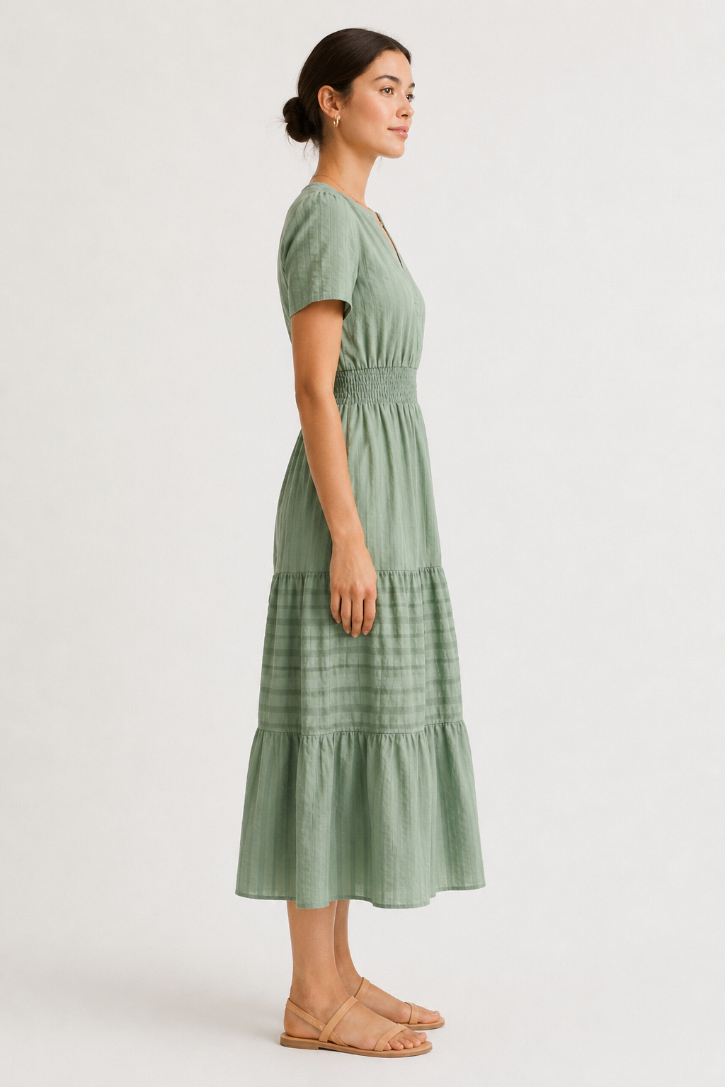 Solene Cotton Midi Dress - Elegant Everyday Summer Dress with Pockets