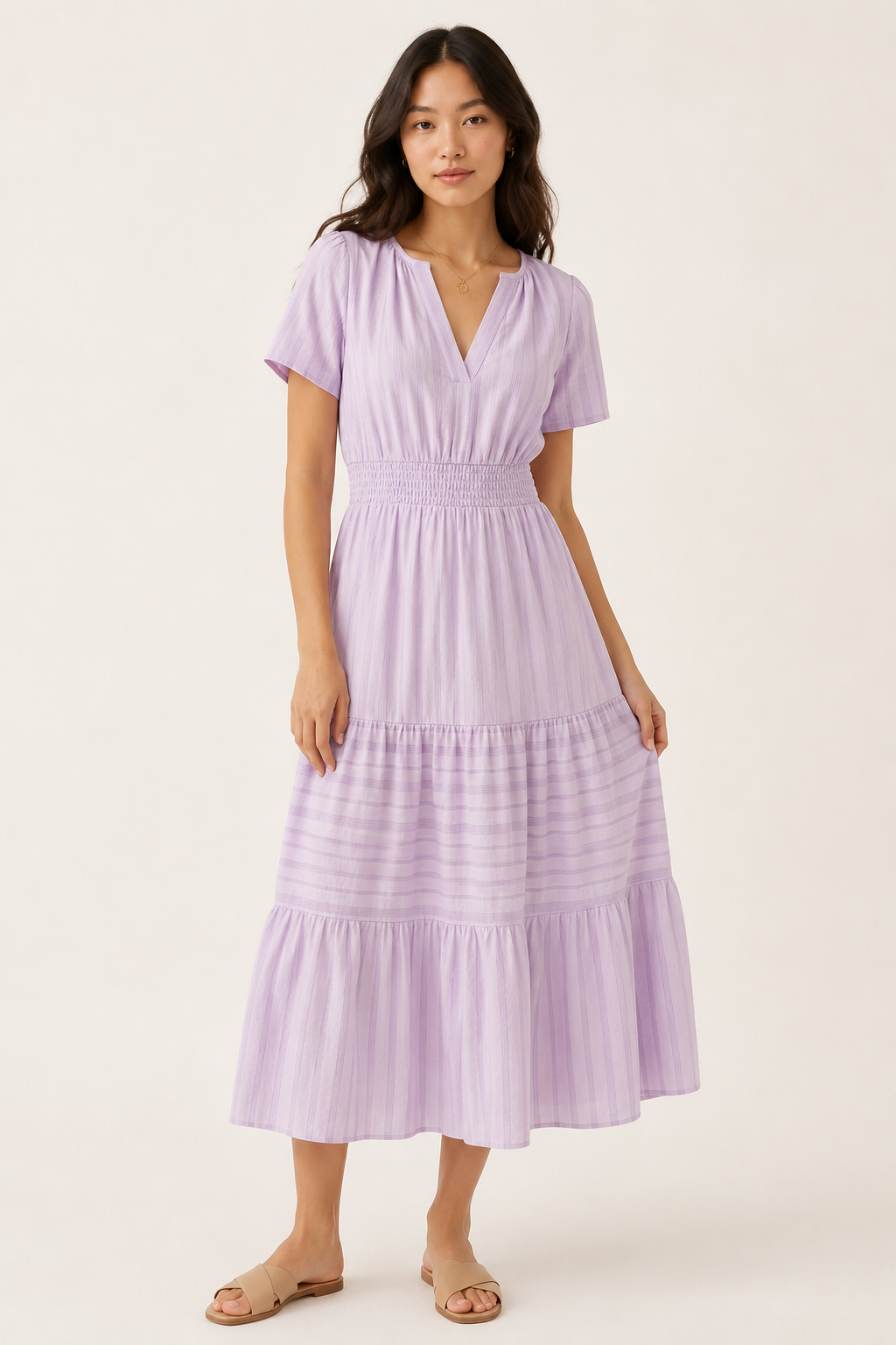 Solene Cotton Midi Dress - Elegant Everyday Summer Dress with Pockets