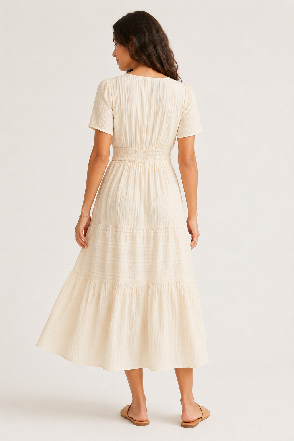 Solene Cotton Midi Dress - Elegant Everyday Summer Dress with Pockets