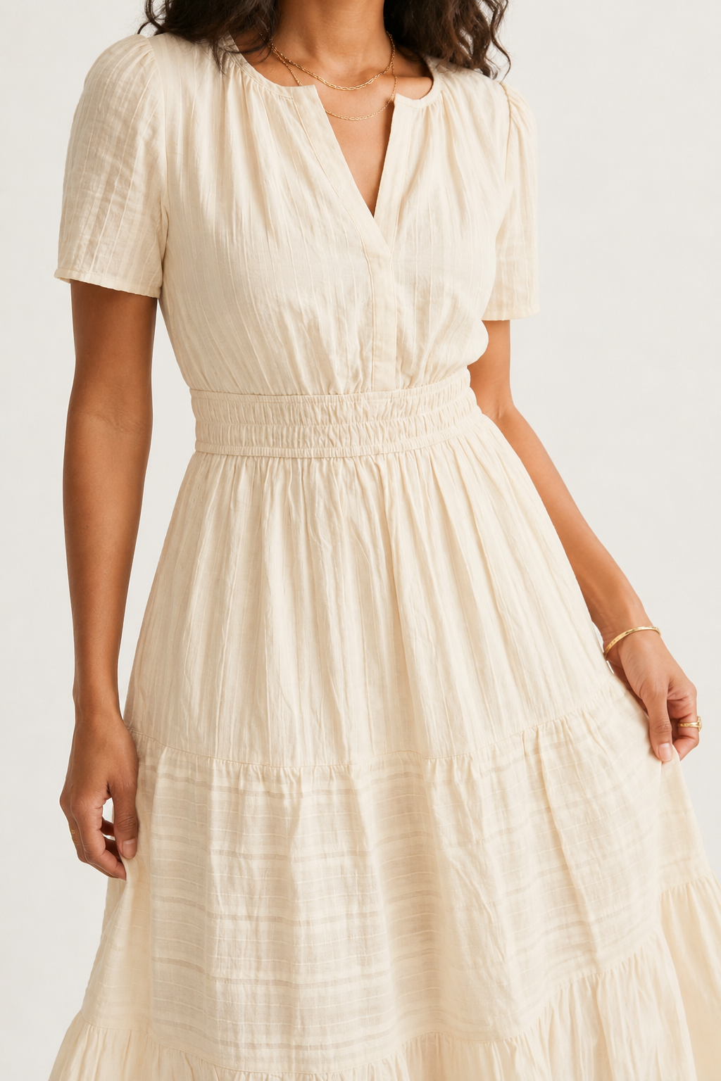 Solene Cotton Midi Dress - Elegant Everyday Summer Dress with Pockets