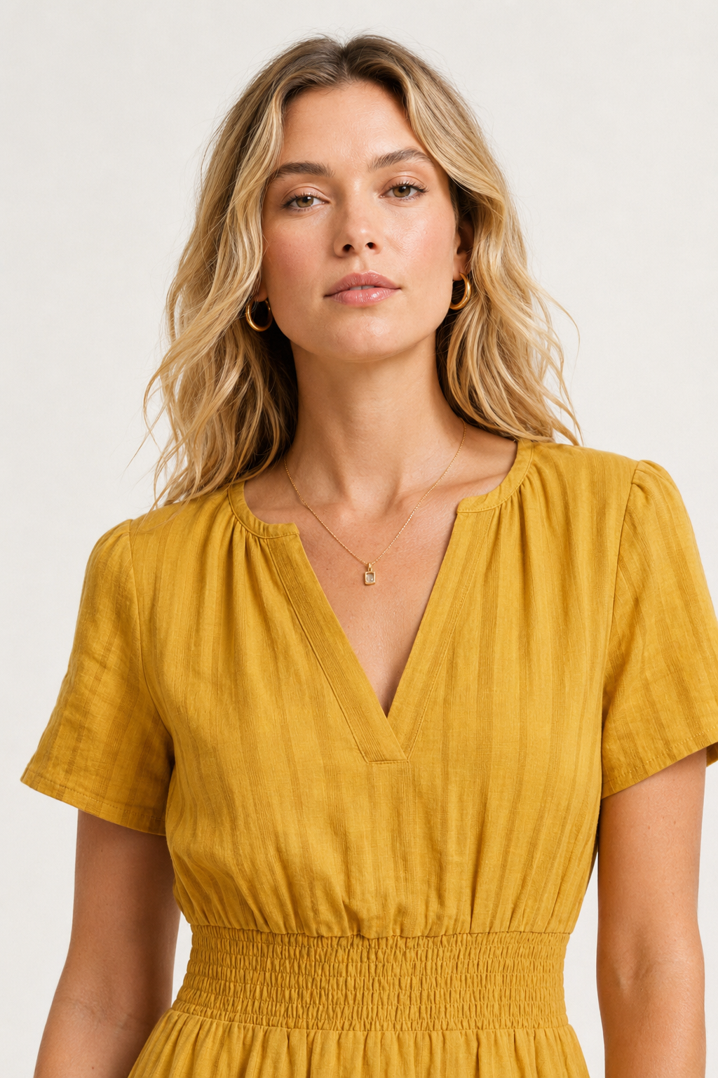 Solene Cotton Midi Dress - Elegant Everyday Summer Dress with Pockets