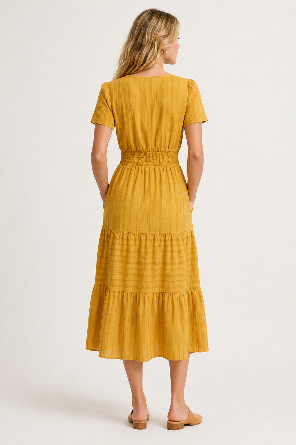 Solene Cotton Midi Dress - Elegant Everyday Summer Dress with Pockets