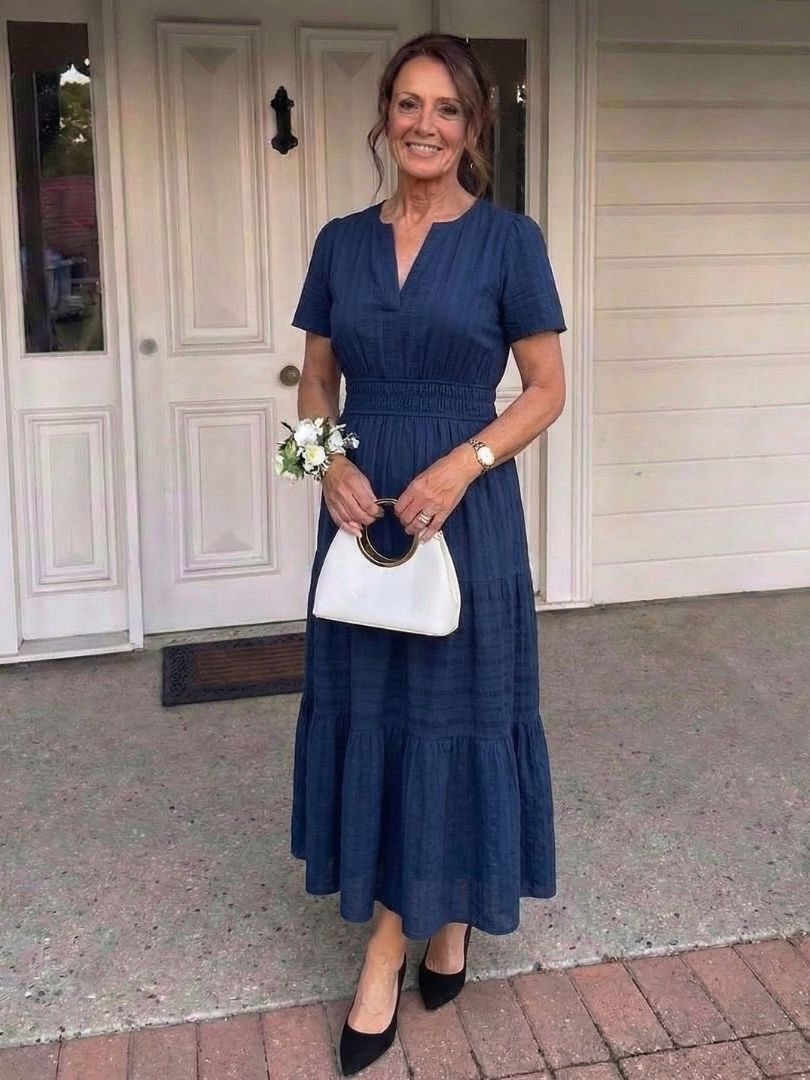 Solene Cotton Midi Dress - Elegant Everyday Summer Dress with Pockets