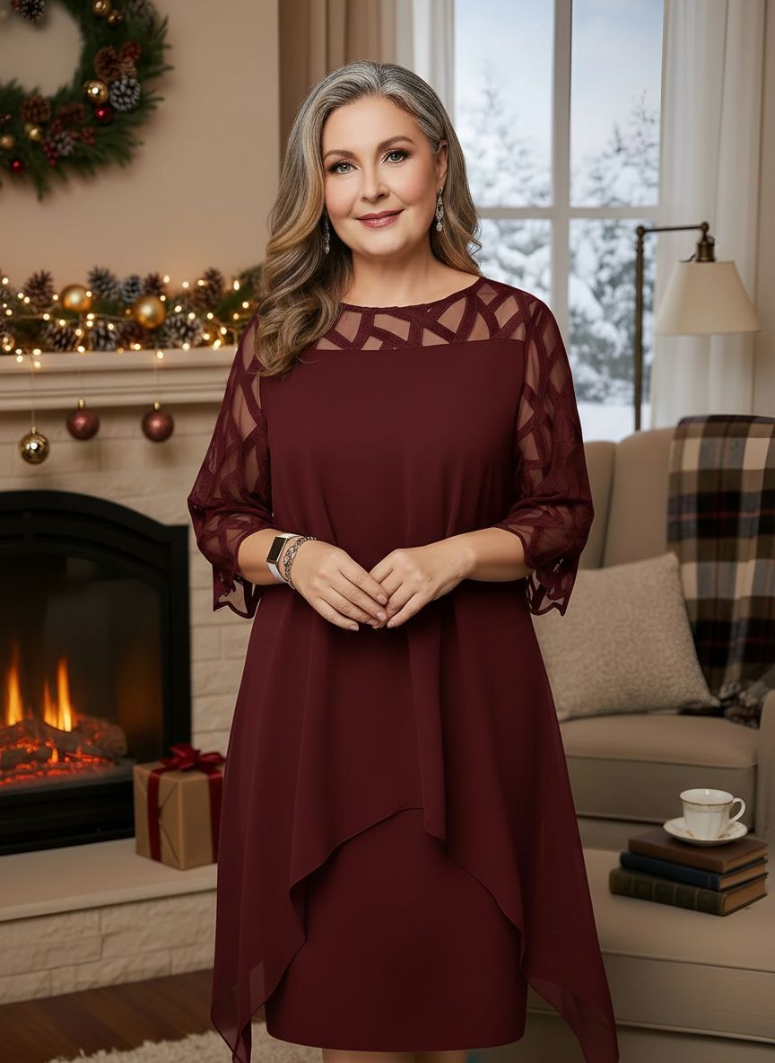 Women's Elegant Lace Midi Dress