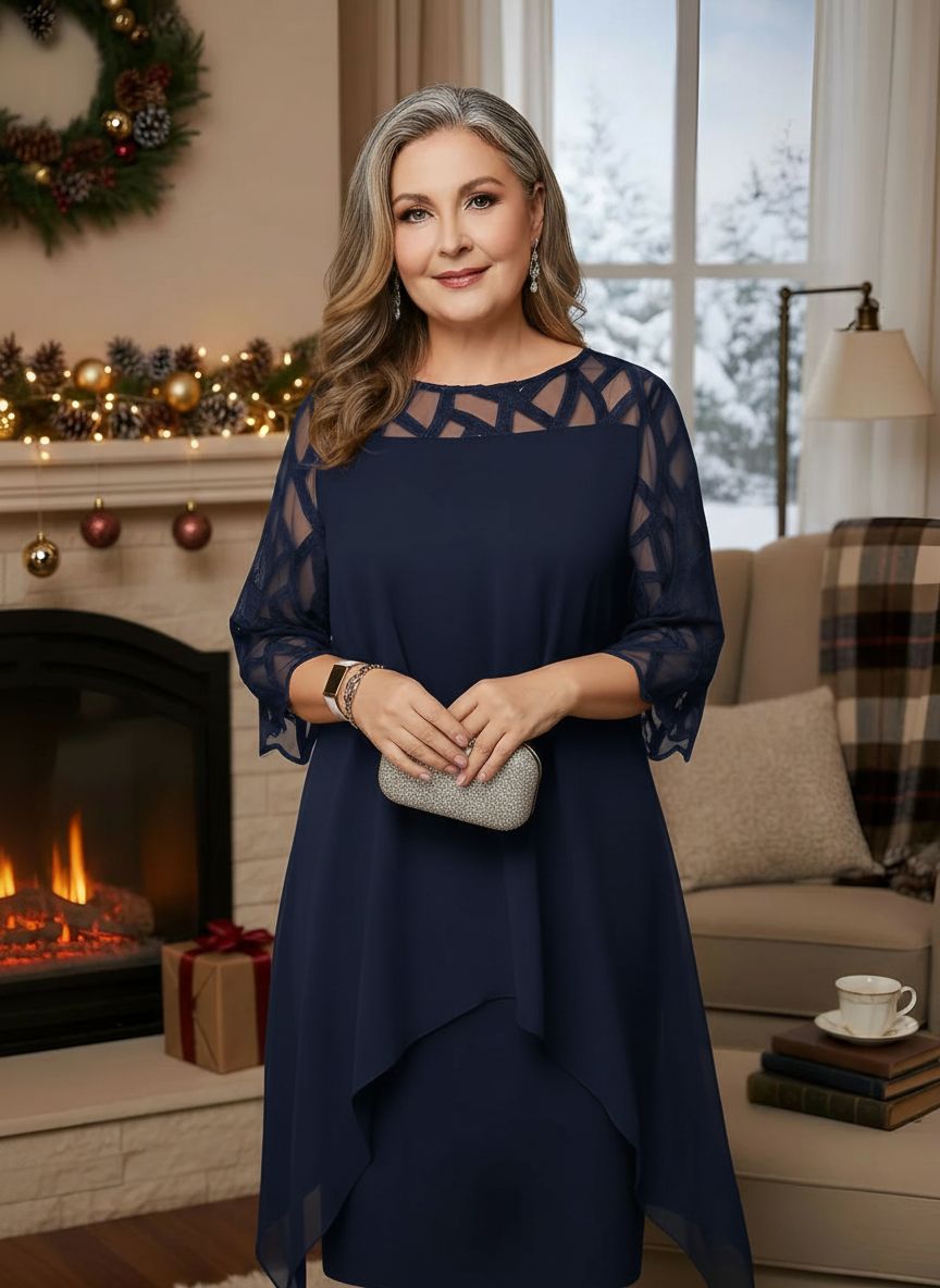 Women's Elegant Lace Midi Dress