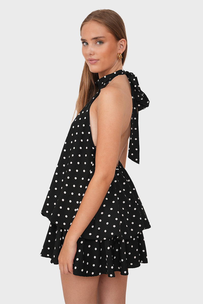 Polka Dot Halter Neck Mini Dress
