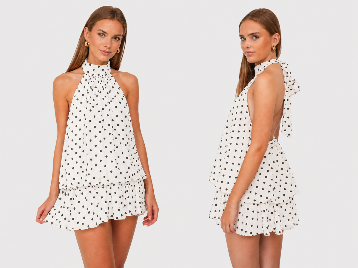 Polka Dot Halter Neck Mini Dress
