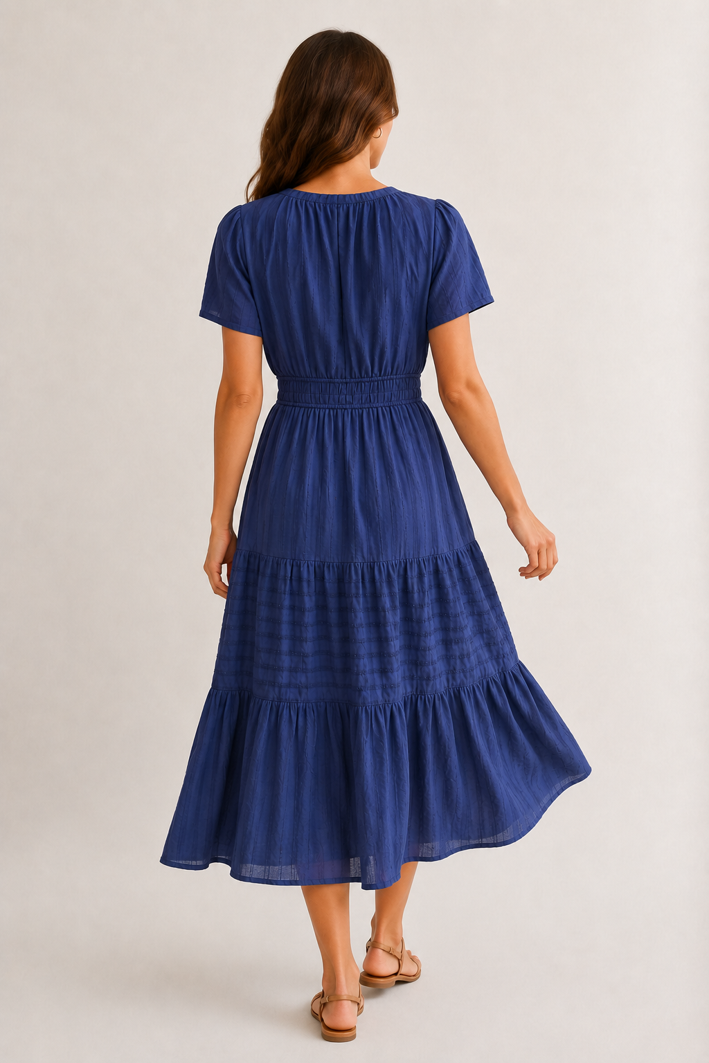 Solene Cotton Midi Dress - Elegant Everyday Summer Dress with Pockets