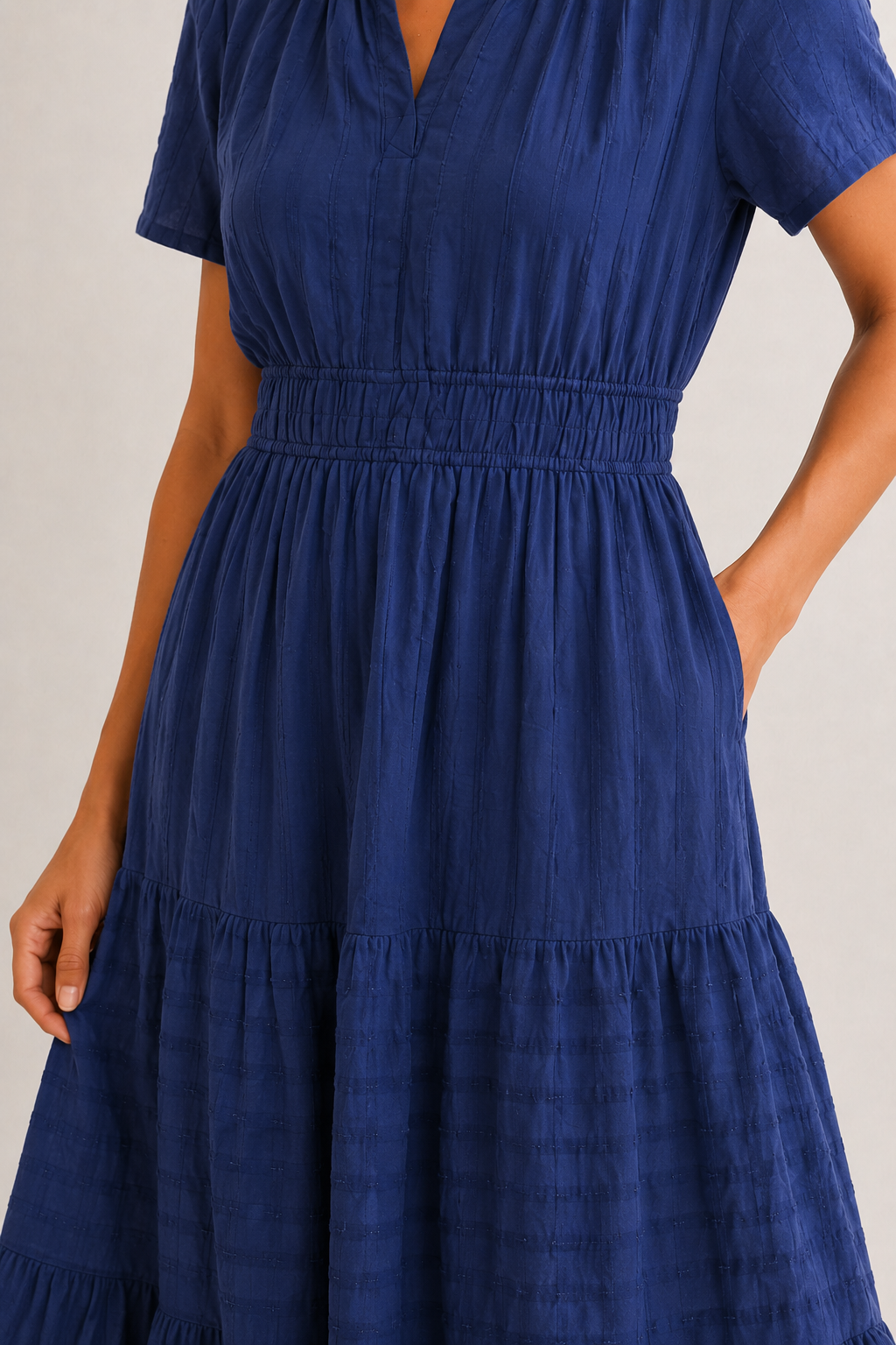 Solene Cotton Midi Dress - Elegant Everyday Summer Dress with Pockets