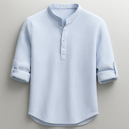 Men's Premium Textured Mandarin Collar Shirt