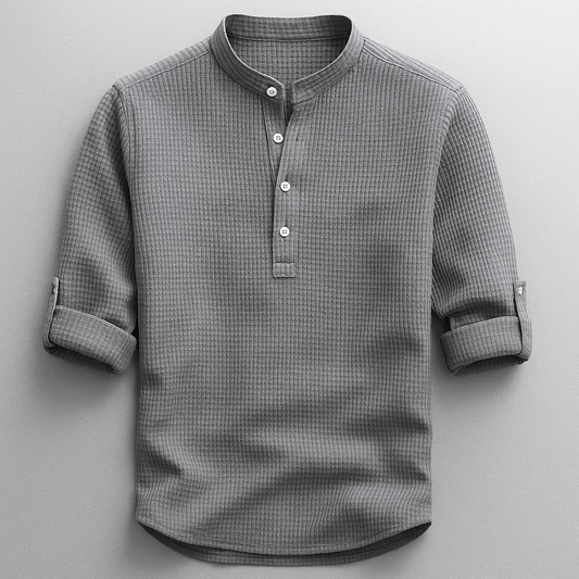 Men's Premium Textured Mandarin Collar Shirt