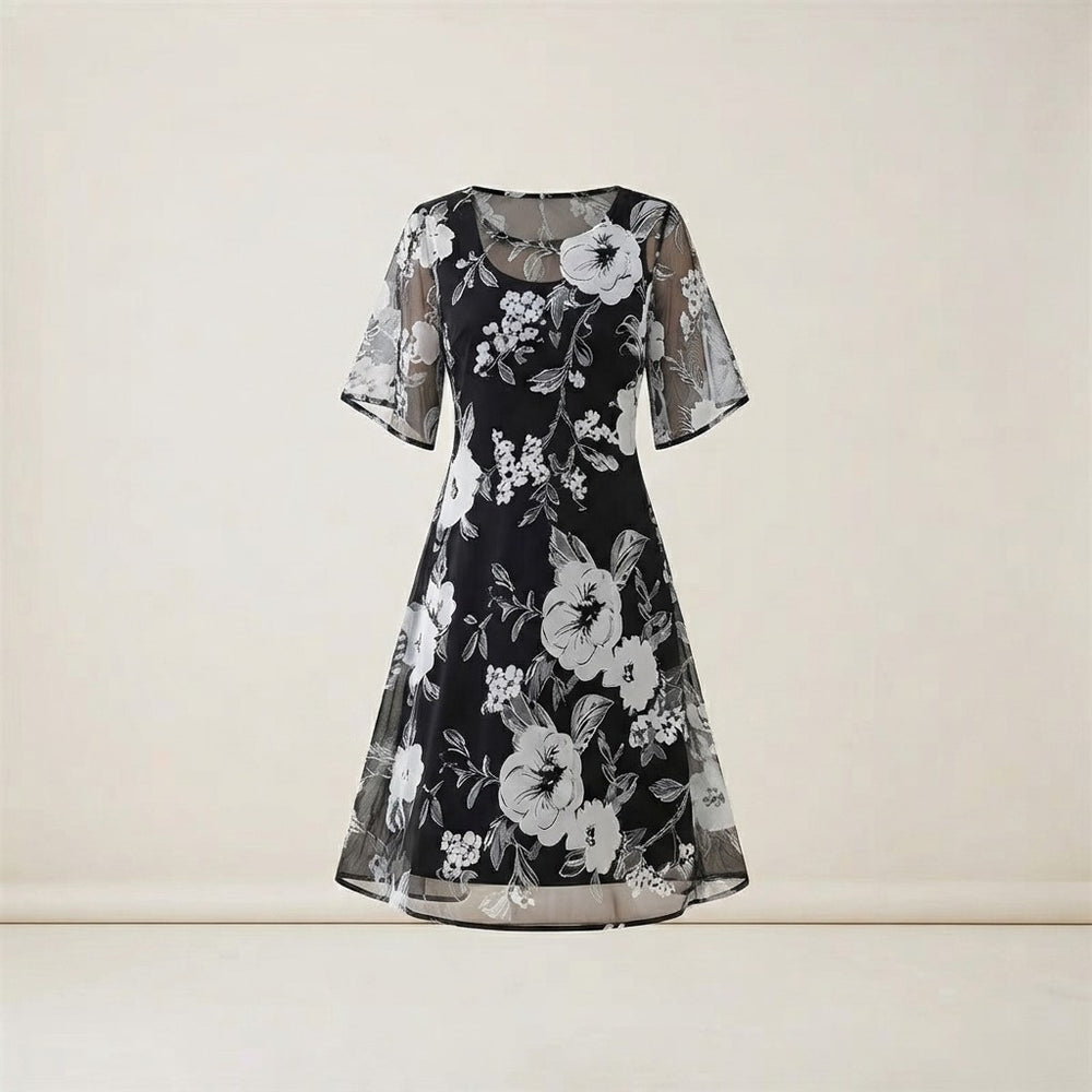 Floral Chiffon A-Line Dress