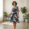 Floral Chiffon A-Line Dress